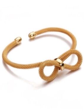 New! Gold Mesh Bow Cuff Bracelet NWOT